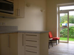 Looking back from the working area toward the french doors.